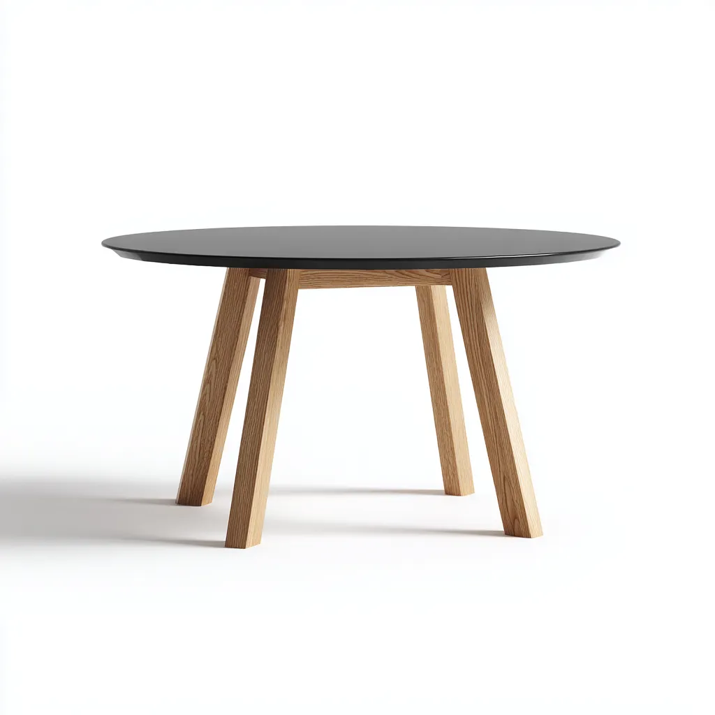 Tavolo da pranzo rotondo in legno e MDF - 120x120x75 cm - nero-rovere - design scandinavo-Padovae