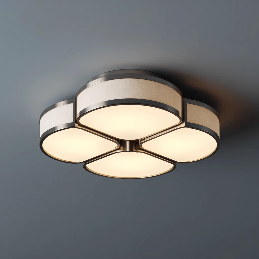 Lampada da soffitto in metallo e acrilico 50x50x12 cm Argento-Bianco per ambiente interno - design moderno-Padovae