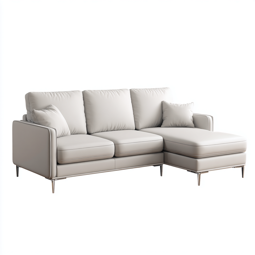 Divano angolare - pelle-metallo - 270x170x88 cm - beige - design moderno-Padovae