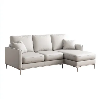 Divano angolare - pelle-metallo - 270x170x88 cm - beige - design moderno-Padovae