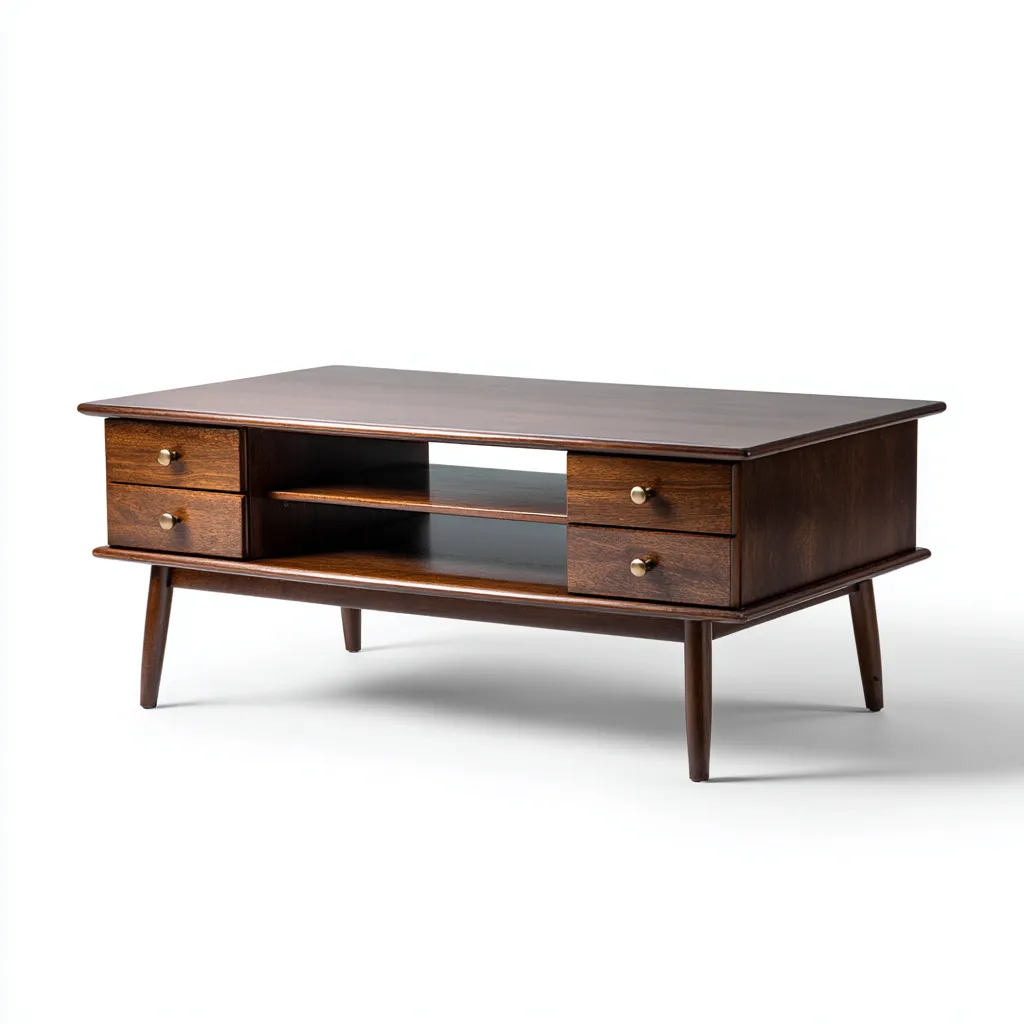 Mobile Tv In Legno 120X45X55 Cm – Noce Scuro – Design Mid-Century Per Soggiorno-Padovae