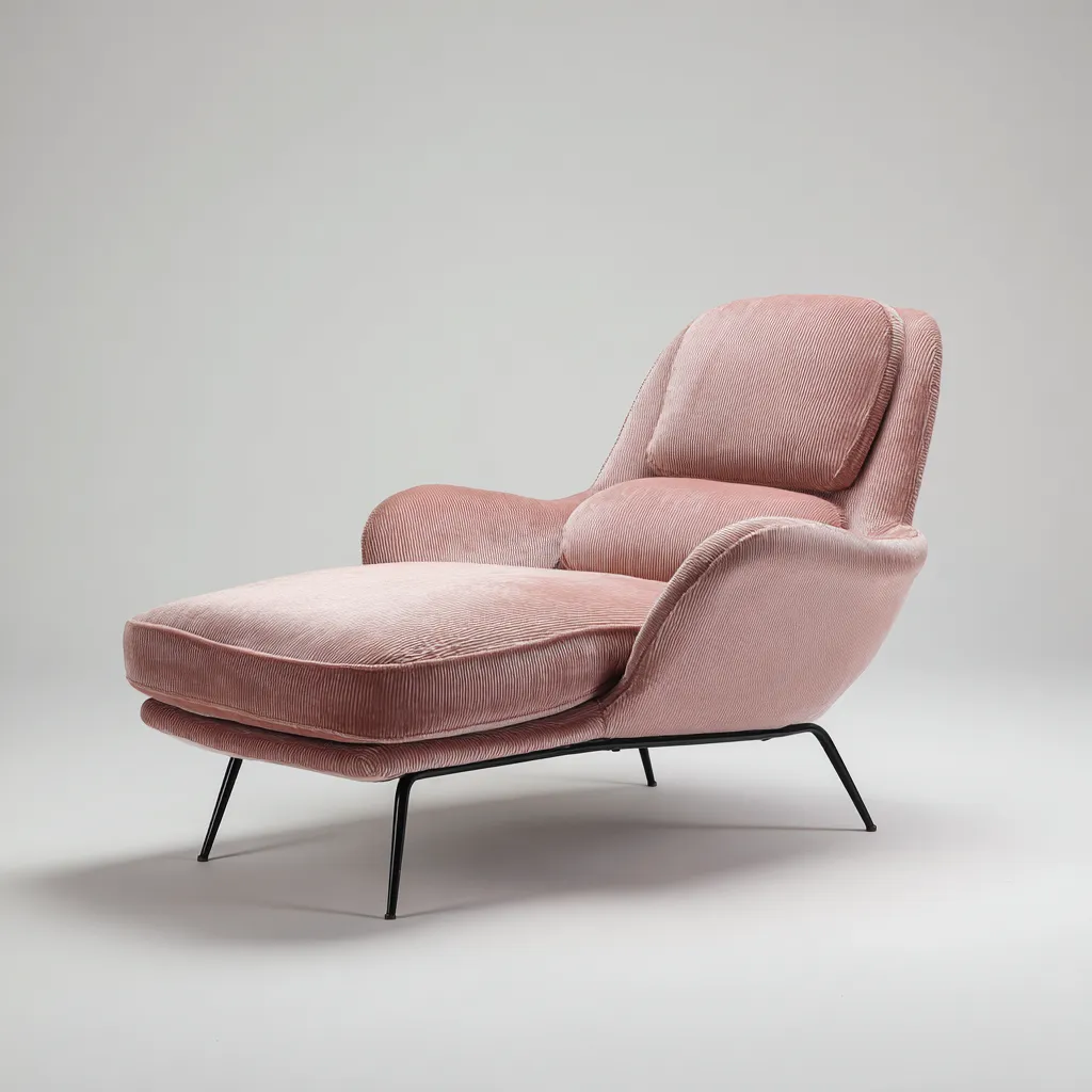 Chaise longue imbottita tessuto 168x84 cm - rosa - stile moderno-Padovae