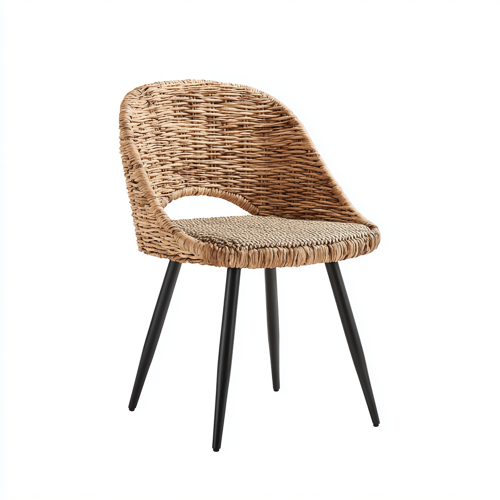 Sedia da giardino rattan e legno 55x55x80 cm - naturale-marrone - design intrecciato-Padovae