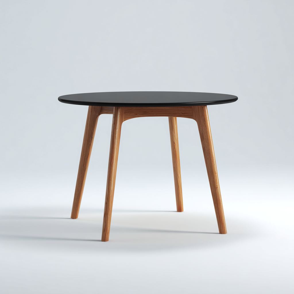 Tavolo da pranzo rotondo - legno e MDF 100x100x75 cm - nero-naturale - stile scandinavo-Padovae