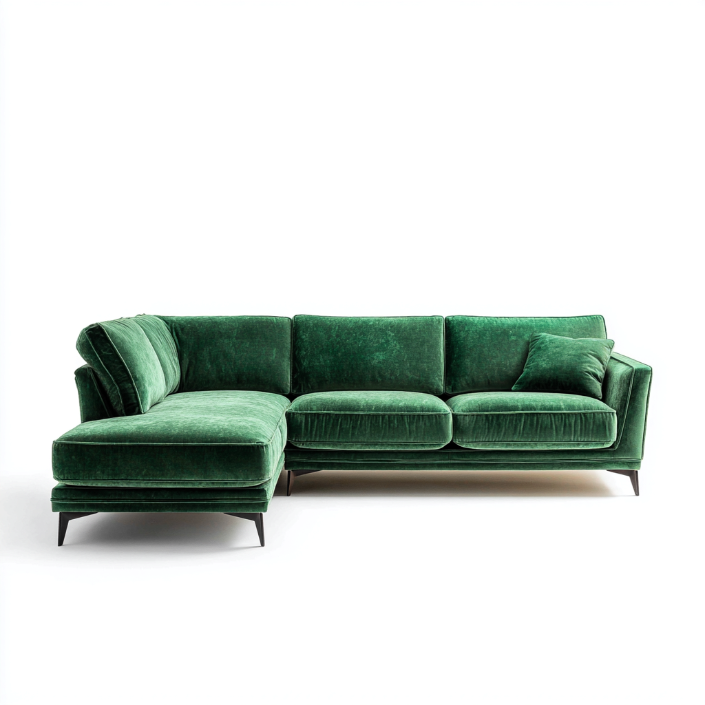 Divano Angolare In Velluto 282X176X85 Cm – Verde Smeraldo – Design Moderno Per Soggiorno-Padovae