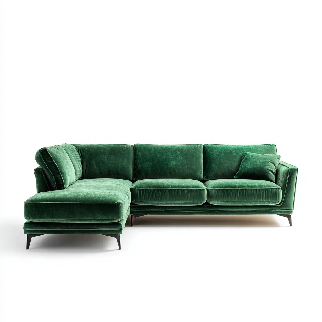 Divano Angolare In Velluto 282X176X85 Cm – Verde Smeraldo – Design Moderno Per Soggiorno-Padovae