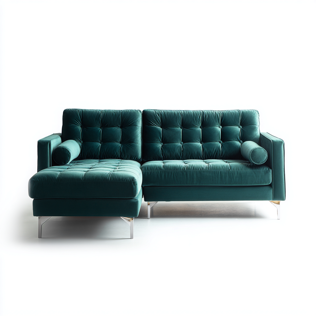 Divano Angolare In Velluto 274X167X84 Cm – Verde Smeraldo – Design Moderno Per Soggiorno-Padovae