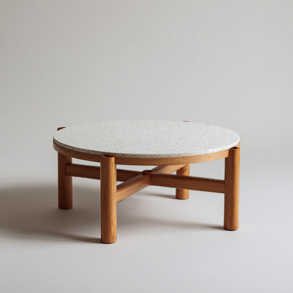 Tavolo Da Giardino – Legno-Pietra Composita – 78X78X40 Cm – Naturale-Bianco – Design Moderno – Per Esterno-Padovae