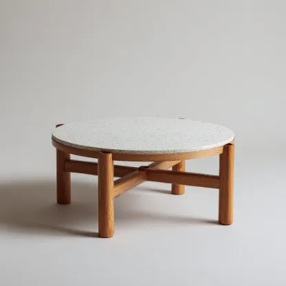 Tavolo Da Giardino – Legno-Pietra Composita – 78X78X40 Cm – Naturale-Bianco – Design Moderno – Per Esterno-Padovae