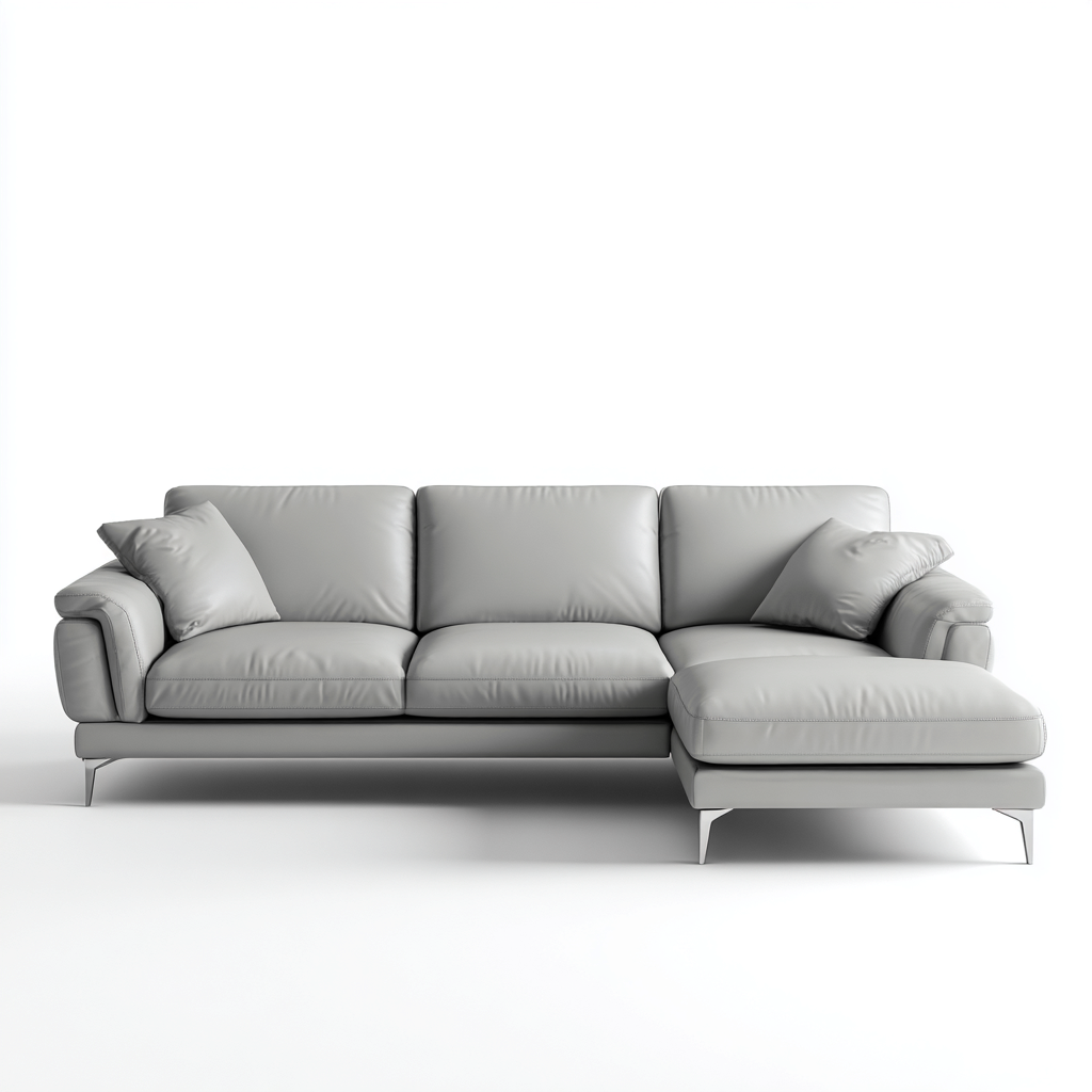 Divano angolare - pelle-metallo - 290x180x88 cm - grigio - design moderno-Padovae