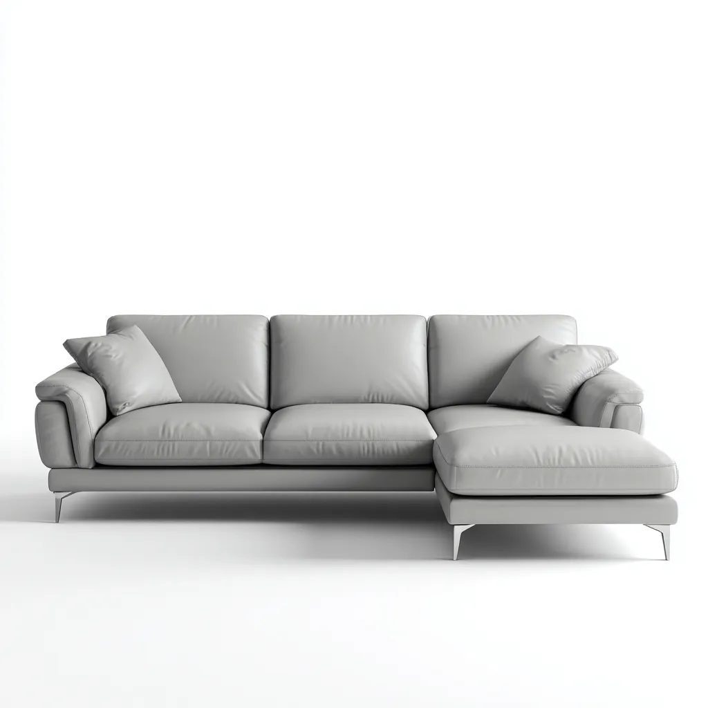 Divano angolare - pelle-metallo - 290x180x88 cm - grigio - design moderno-Padovae