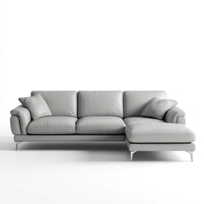 Divano angolare - pelle-metallo - 290x180x88 cm - grigio - design moderno-Padovae
