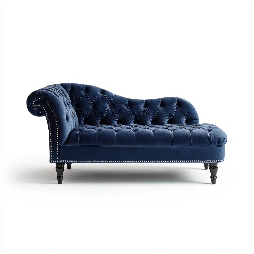 Chaise longue tappezzata velluto 176x76 cm - blu navy - stile classico-Padovae