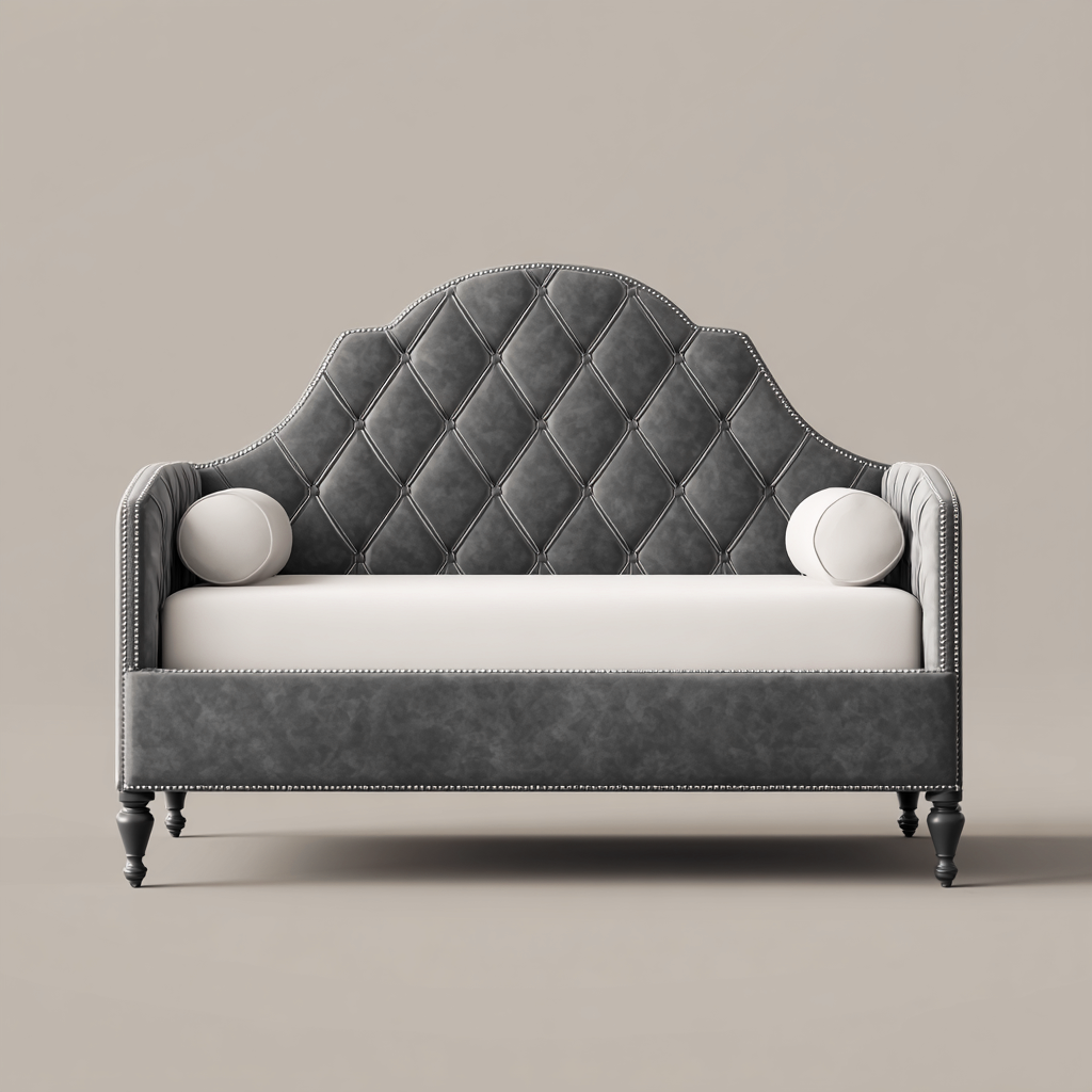 Divano letto imbottito 210x95x120 cm - grigio scuro - camera da letto-soggiorno - design classico-Padovae