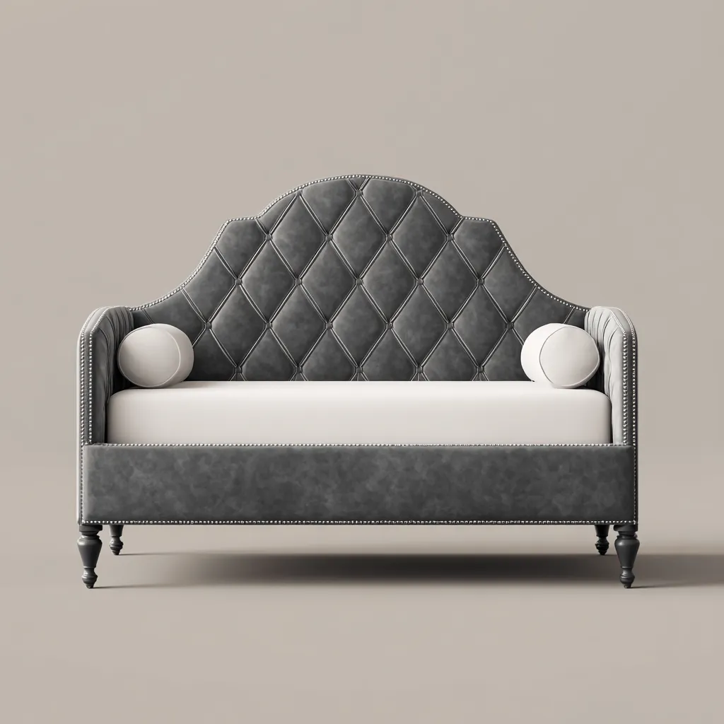 Divano letto imbottito 210x95x120 cm - grigio scuro - camera da letto-soggiorno - design classico-Padovae