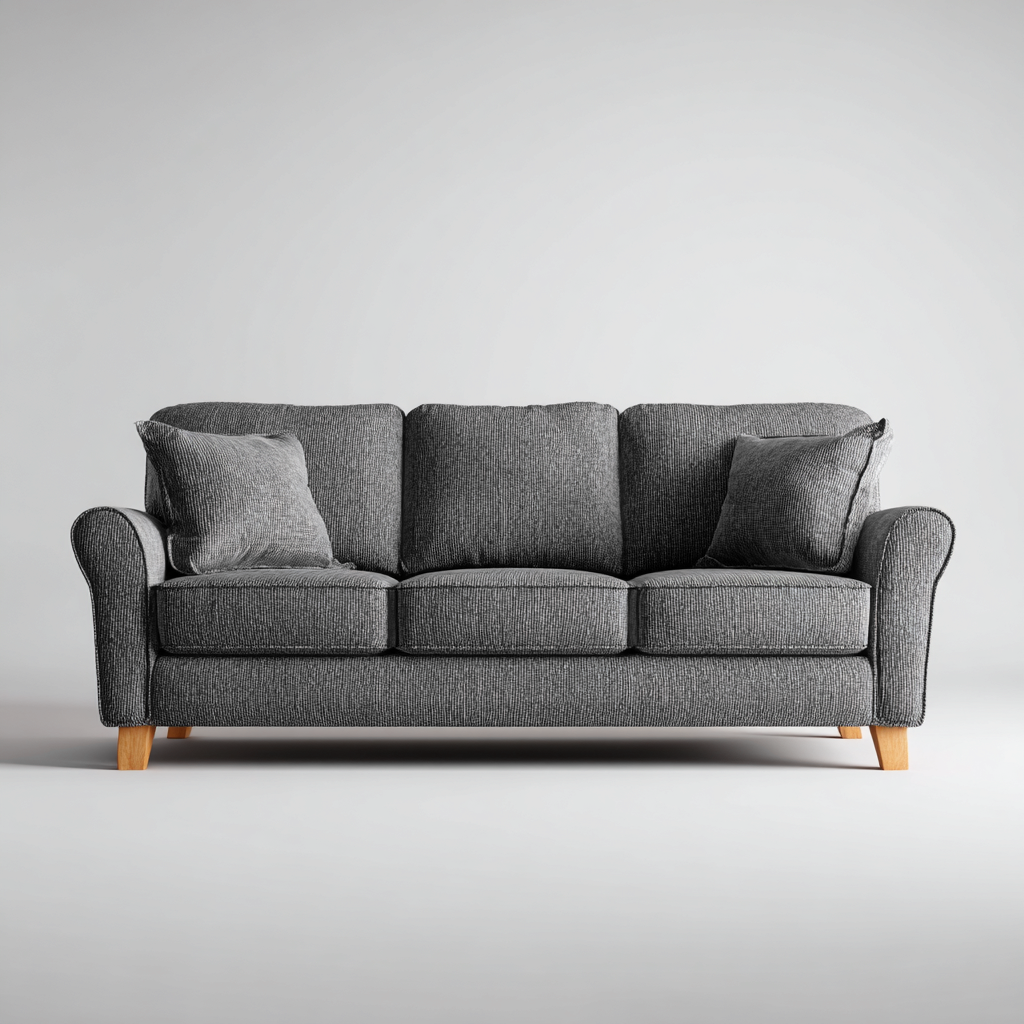 Divano lineare - rivestimento in tessuto 220x90x90 cm - grigio - stile classico per soggiorno-Padovae