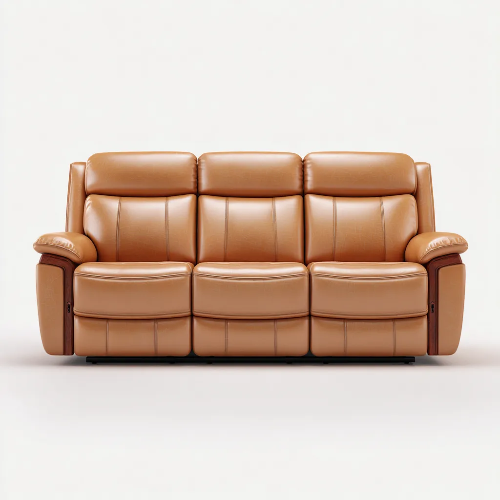 Divano lineare in pelle 195x90x95 cm - marrone - design contemporaneo-Padovae