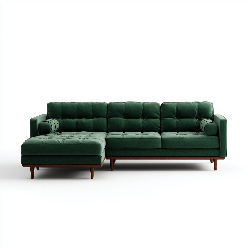 Divano Angolare In Tessuto 277×167×84 Cm – Verde Smeraldo – Design Moderno Per Soggiorno-Padovae