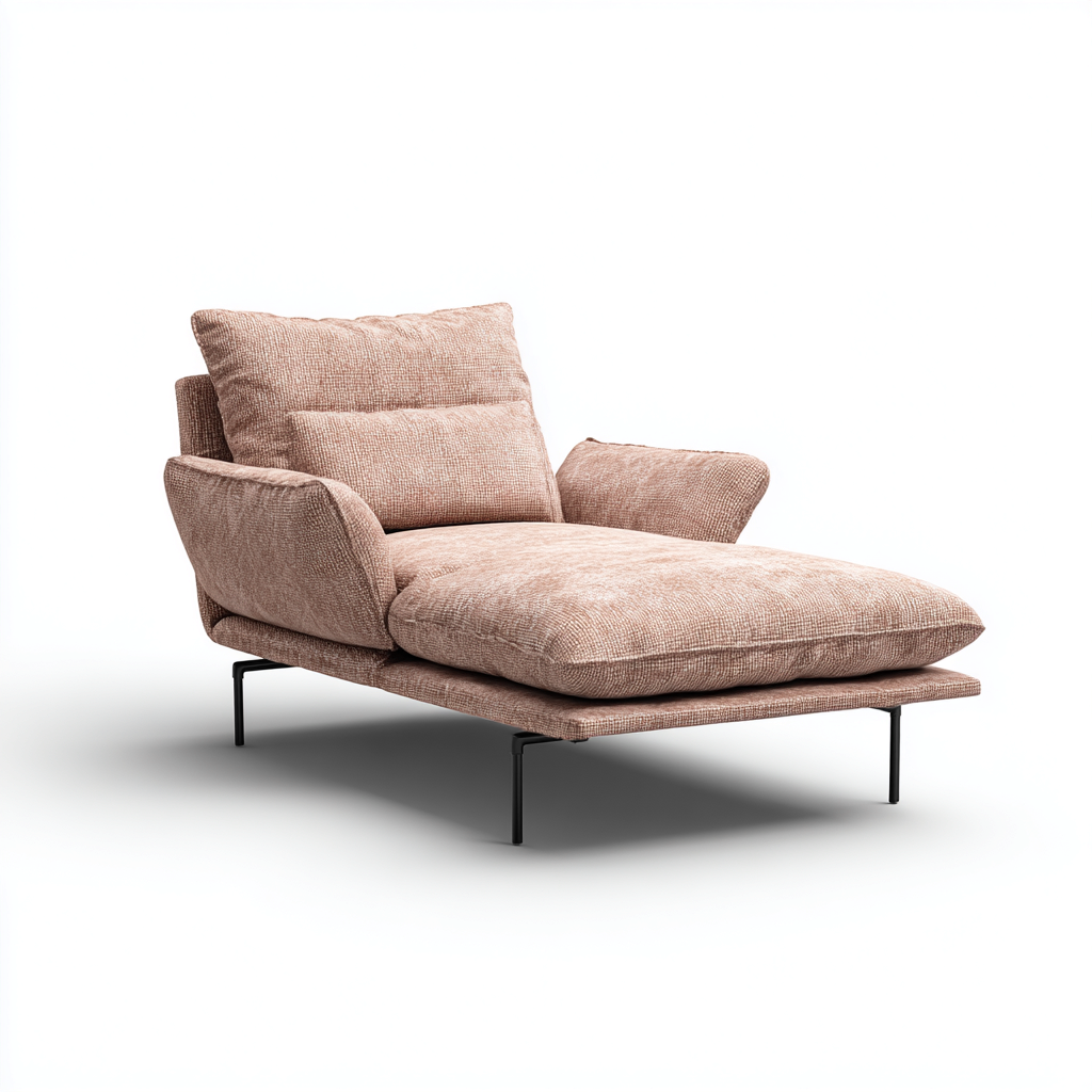 Chaise longue imbottita tessuto 165x82 cm - rosa - stile moderno-Padovae