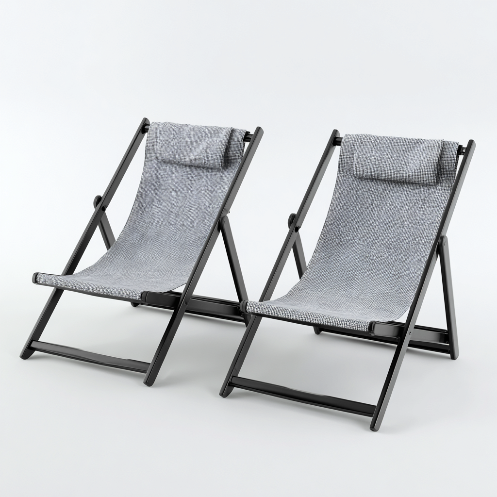 Lettini Da Sole Pieghevoli 90×58×92 Cm – Grigio-Nero – Adeguati Per Giardino – Design Moderno-Padovae