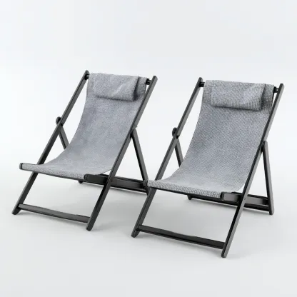 Lettini Da Sole Pieghevoli 90×58×92 Cm – Grigio-Nero – Adeguati Per Giardino – Design Moderno-Padovae