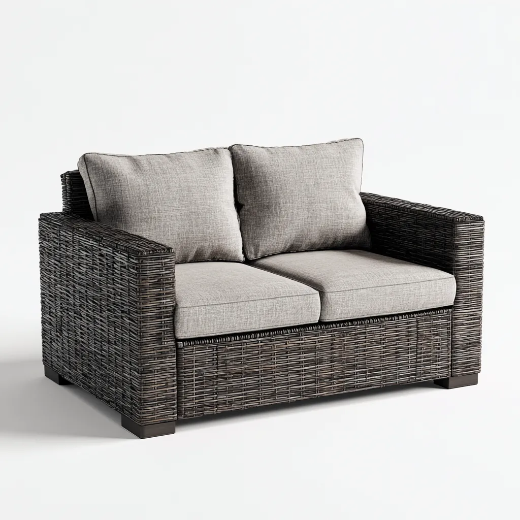Divano Da Esterno In Rattan 150×85×82 Cm – Grigio-Scuro – Adeguato Per Giardino – Design Moderno-Padovae