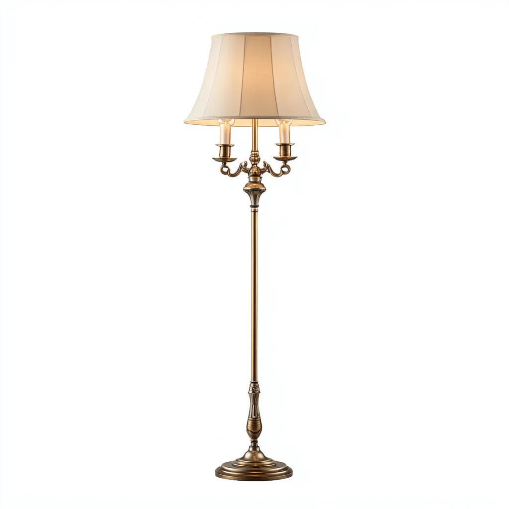 Lampada da terra in metallo bronzo con paralume in tessuto beige 40x40x160 cm - bronzo-beige - design classico-elegante-Padovae