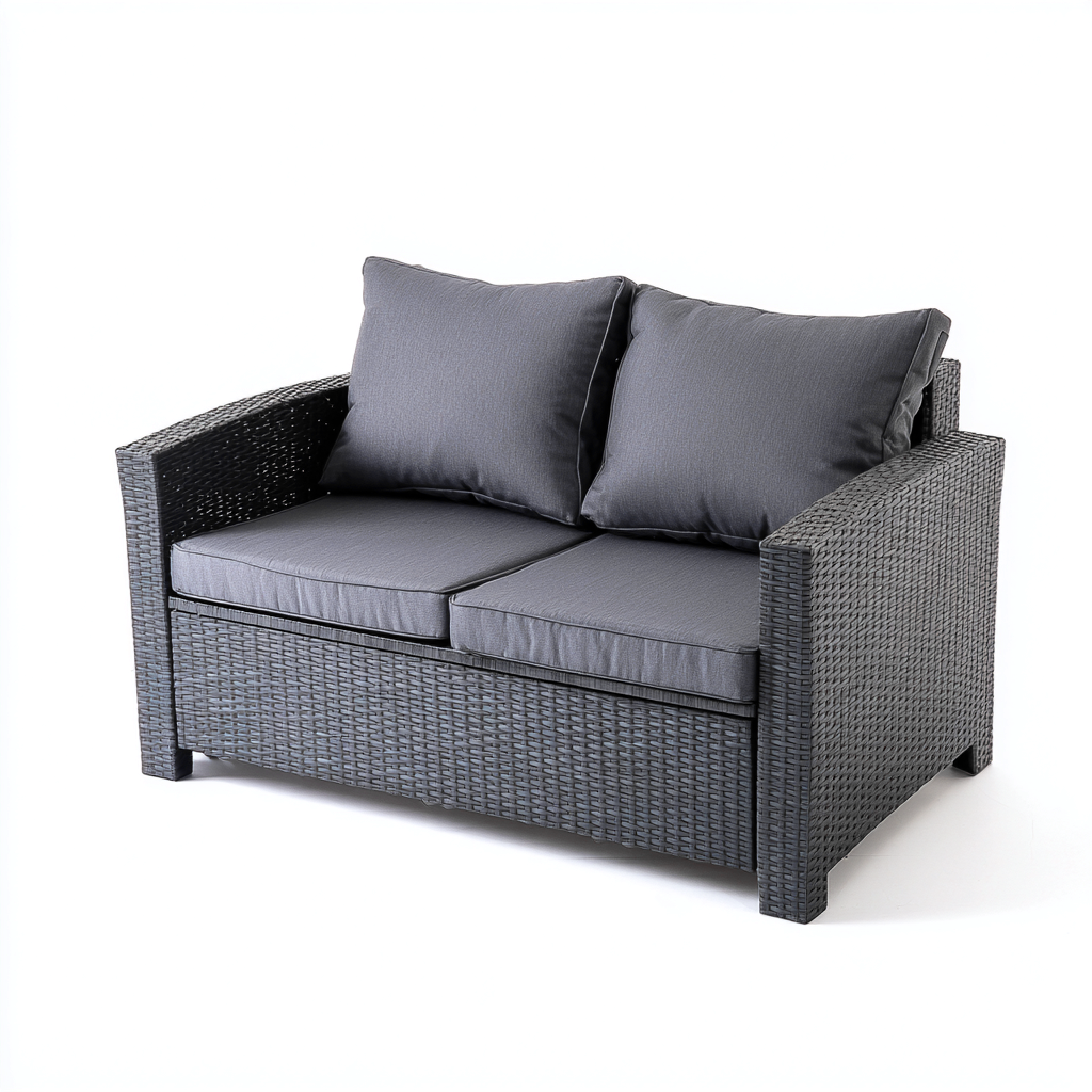 Divano da esterno in rattan sintetico 125x70x80 cm - antracite - grigio - design moderno - per giardino e terrazza-Padovae