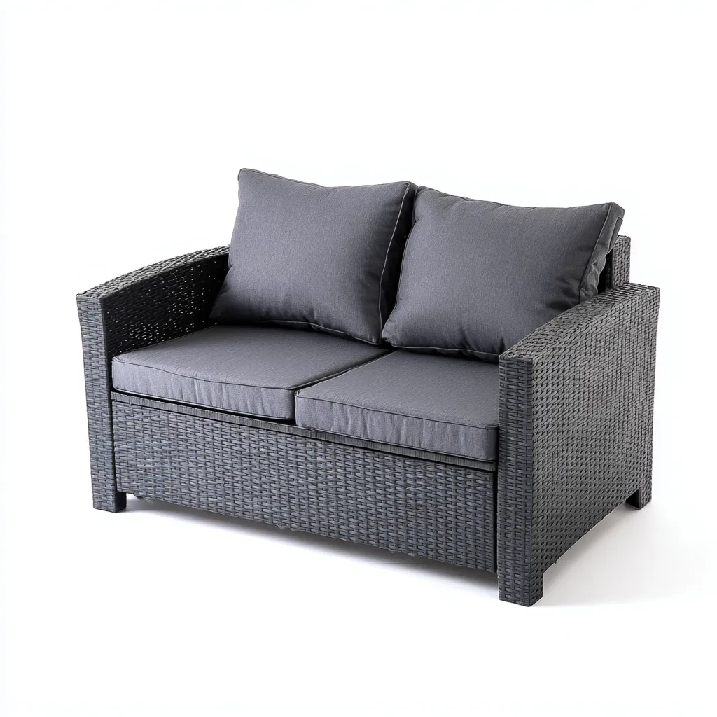 Divano da esterno in rattan sintetico 125x70x80 cm - antracite - grigio - design moderno - per giardino e terrazza-Padovae
