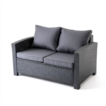 Divano da esterno in rattan sintetico 125x70x80 cm - antracite - grigio - design moderno - per giardino e terrazza-Padovae