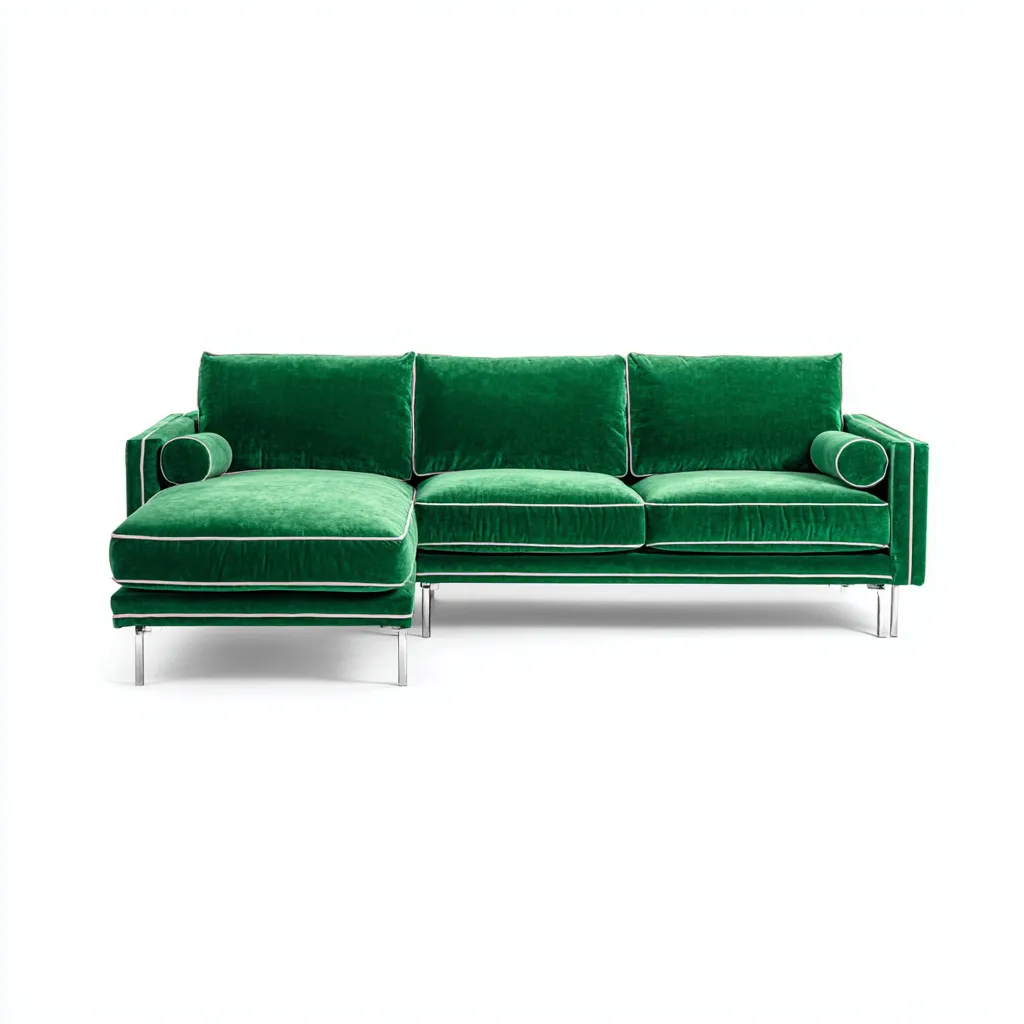 Divano Angolare In Velluto 276X168X83 Cm – Verde Smeraldo – Design Moderno Per Soggiorno-Padovae