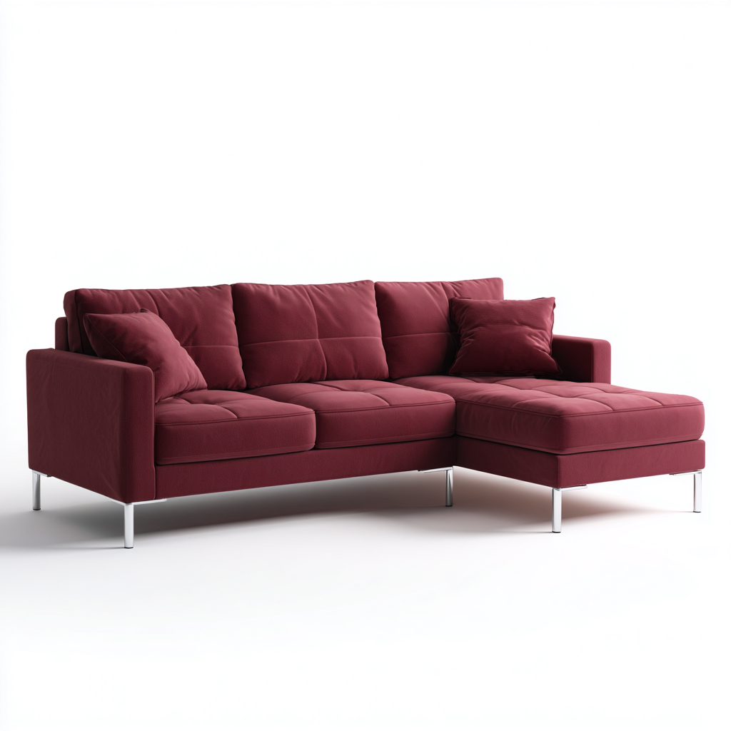 Divano angolare tessuto 285x185x88 cm - rosso - design moderno-Padovae