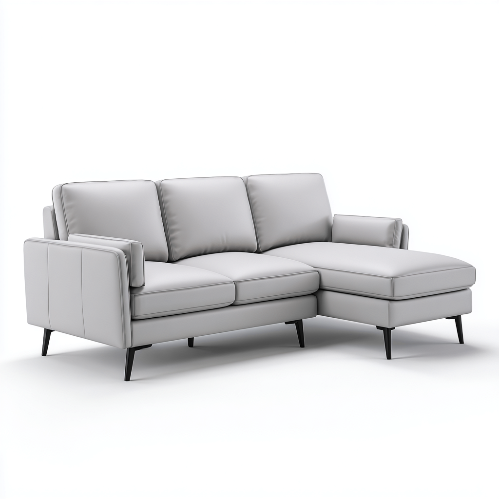Divano angolare pelle 255x155x88 cm grigio design moderno-Padovae