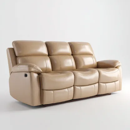 Divano lineare in pelle 200x90x100 cm - beige - design moderno-Padovae