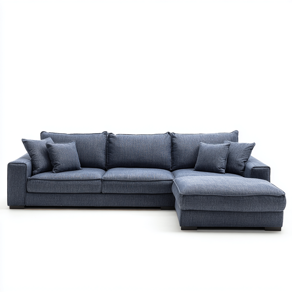 Divano angolare in tessuto 270x165x90 cm blu per soggiorno design moderno-Padovae