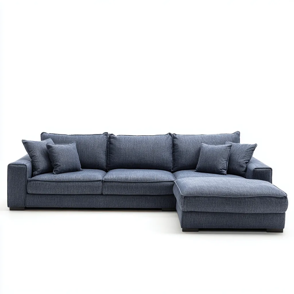 Divano angolare in tessuto 270x165x90 cm blu per soggiorno design moderno-Padovae