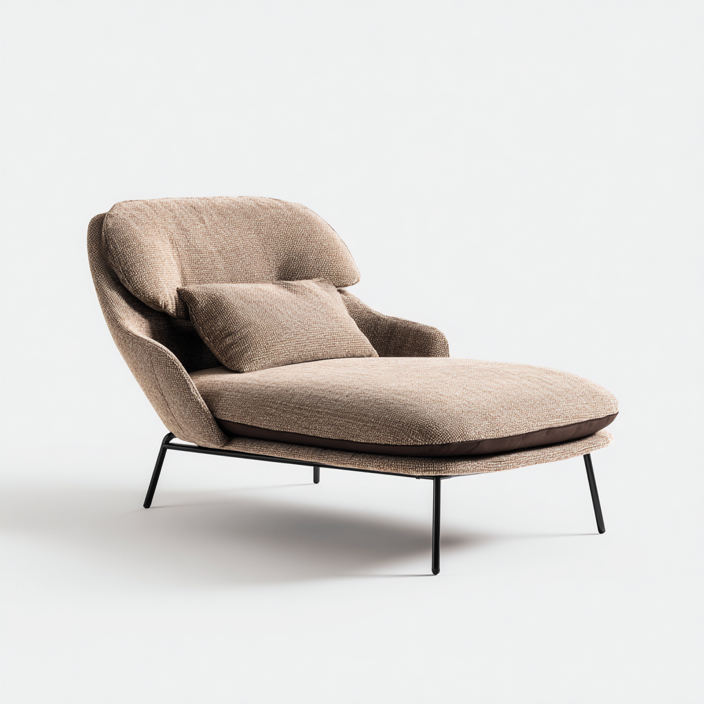 Chaise longue tessuto 168x68 cm - beige - stile moderno-Padovae