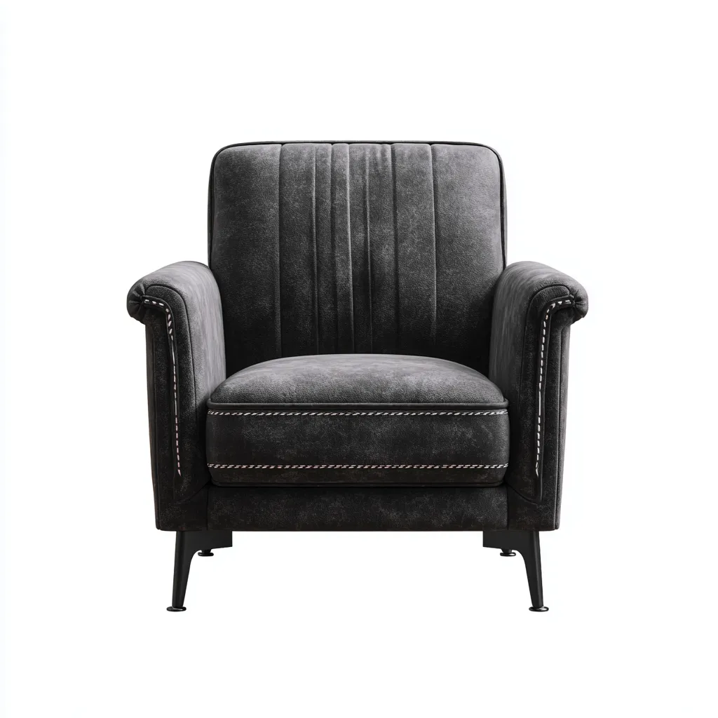 Poltrona - similpelle - 82x85x92 cm - grigio scuro - design moderno imbottito - adatta al soggiorno-Padovae