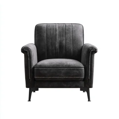 Poltrona - similpelle - 82x85x92 cm - grigio scuro - design moderno imbottito - adatta al soggiorno-Padovae