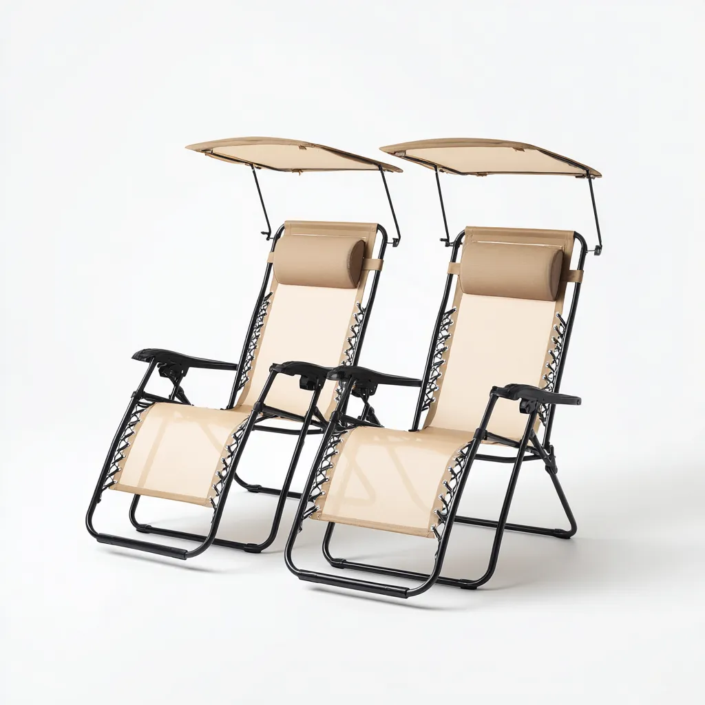 Lettini Da Sole Pieghevoli 165×65×115 Cm – Beige-Nero – Adeguati Per Giardino – Design Moderno-Padovae