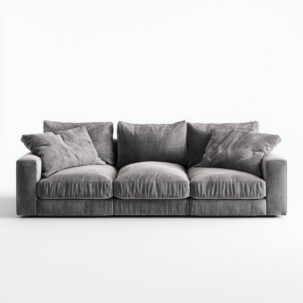 Divano lineare - rivestimento in velluto 230x95x85 cm - grigio - stile contemporaneo per soggiorno-Padovae