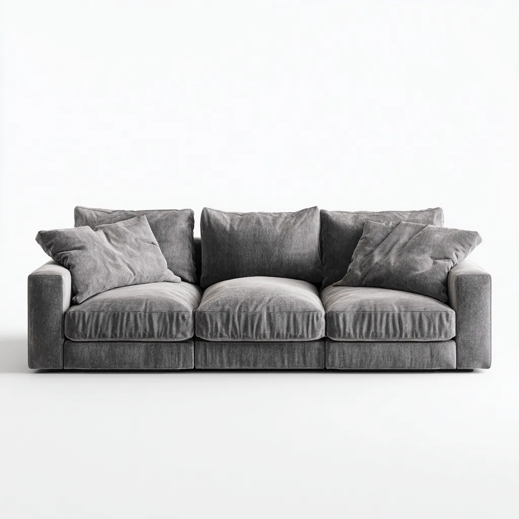 Divano lineare - rivestimento in velluto 230x95x85 cm - grigio - stile contemporaneo per soggiorno-Padovae