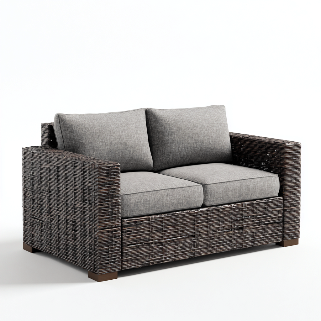 Divano Da Esterno In Rattan 150×80×78 Cm – Grigio-Scuro – Adeguato Per Giardino – Design Moderno-Padovae