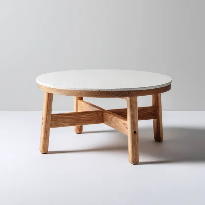 Tavolo Da Giardino – Legno-Pietra Composita – 80X80X42 Cm – Naturale-Bianco – Design Moderno – Per Esterno-Padovae