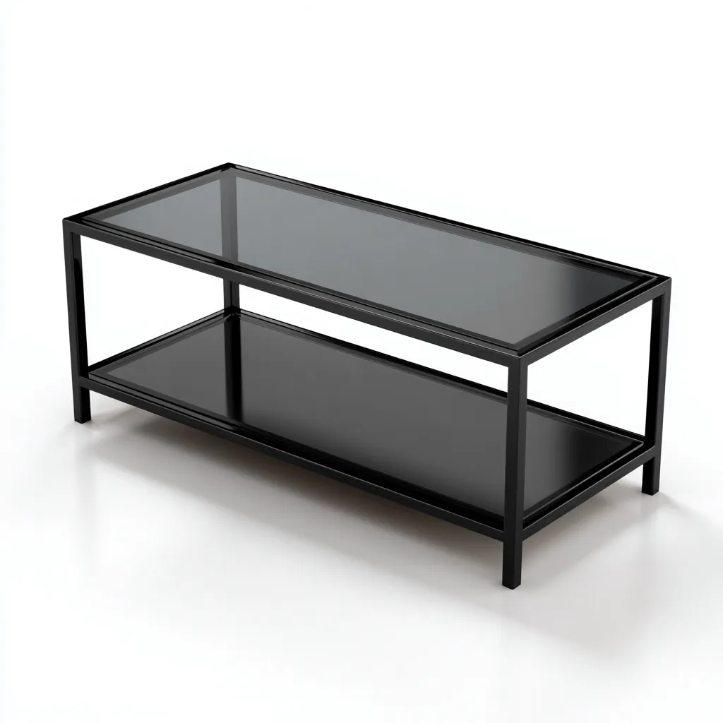 Tavolino da caffè - vetro temperato - metallo - 110x45x45 cm - nero - design moderno-Padovae