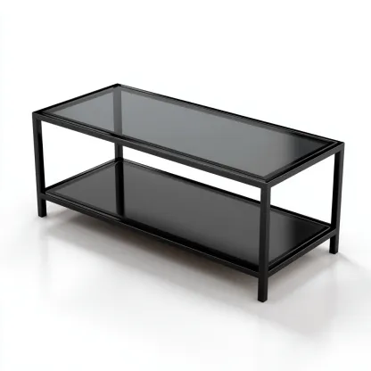 Tavolino da caffè - vetro temperato - metallo - 110x45x45 cm - nero - design moderno-Padovae