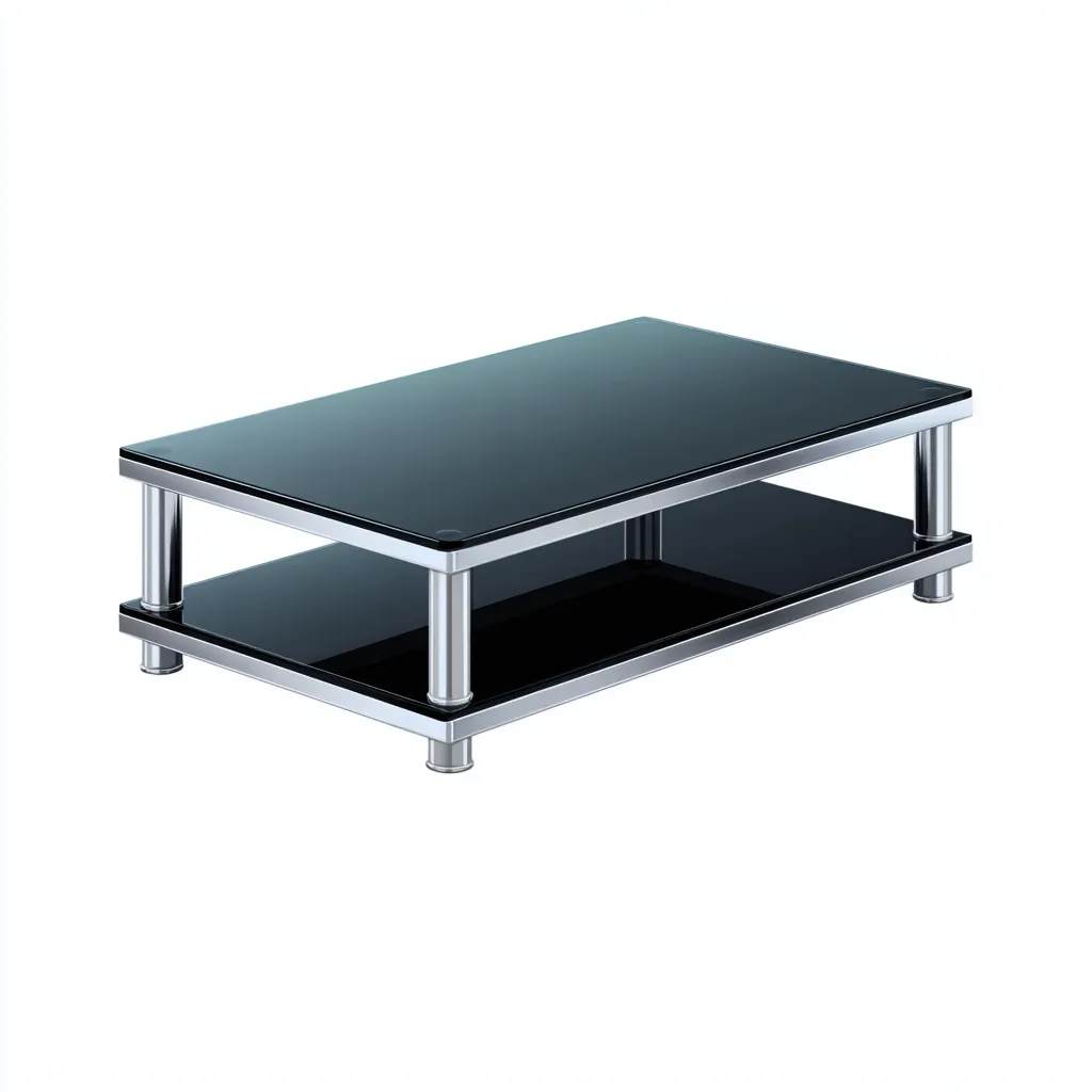 Tavolino da caffè - vetro temperato - metallo - 120x60x35 cm - nero - design moderno-Padovae