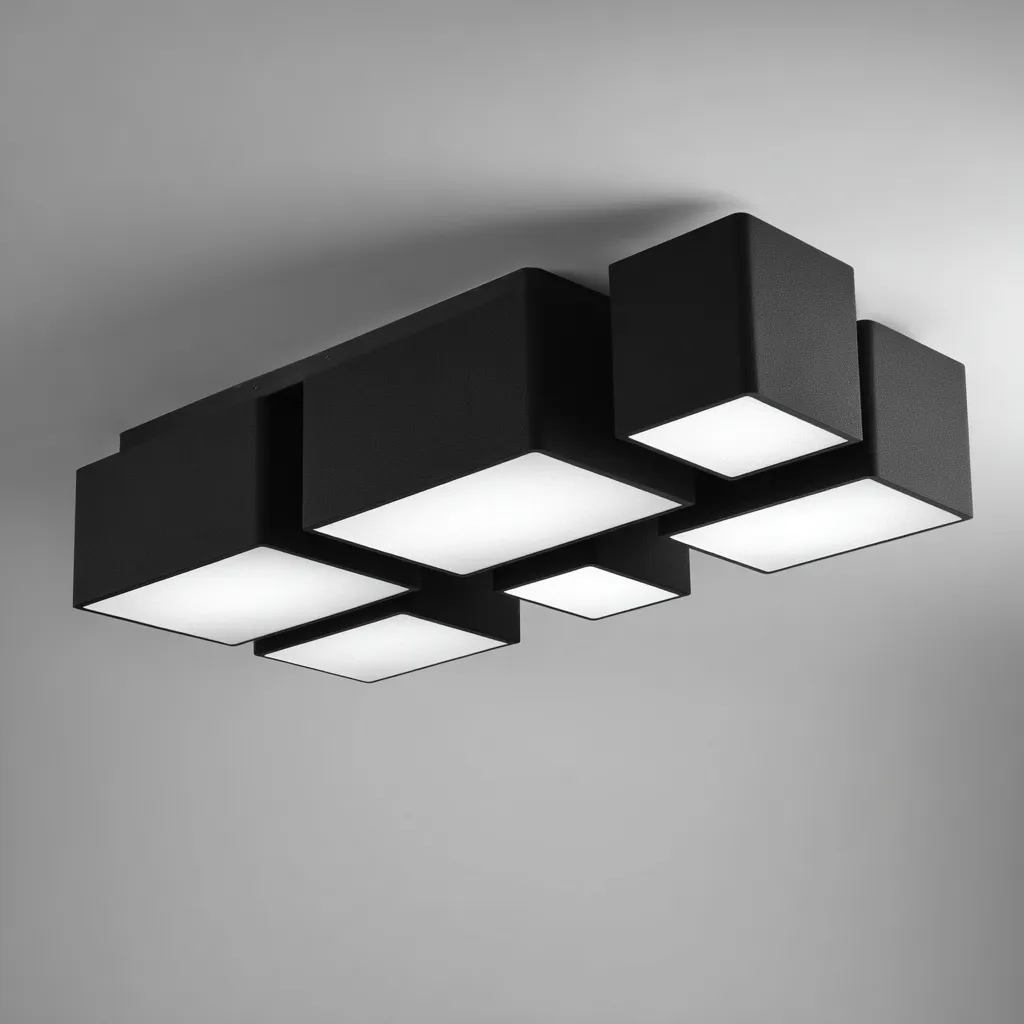 Lampada da soffitto metallo-LED 70x45x12 cm nero-bianco - design moderno geometrico-Padovae