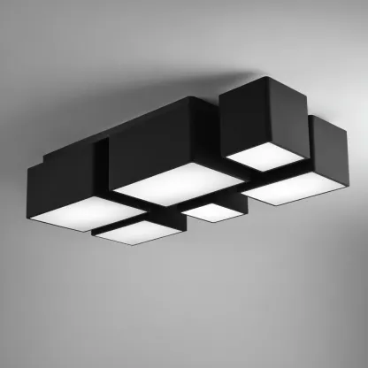 Lampada da soffitto metallo-LED 70x45x12 cm nero-bianco - design moderno geometrico-Padovae