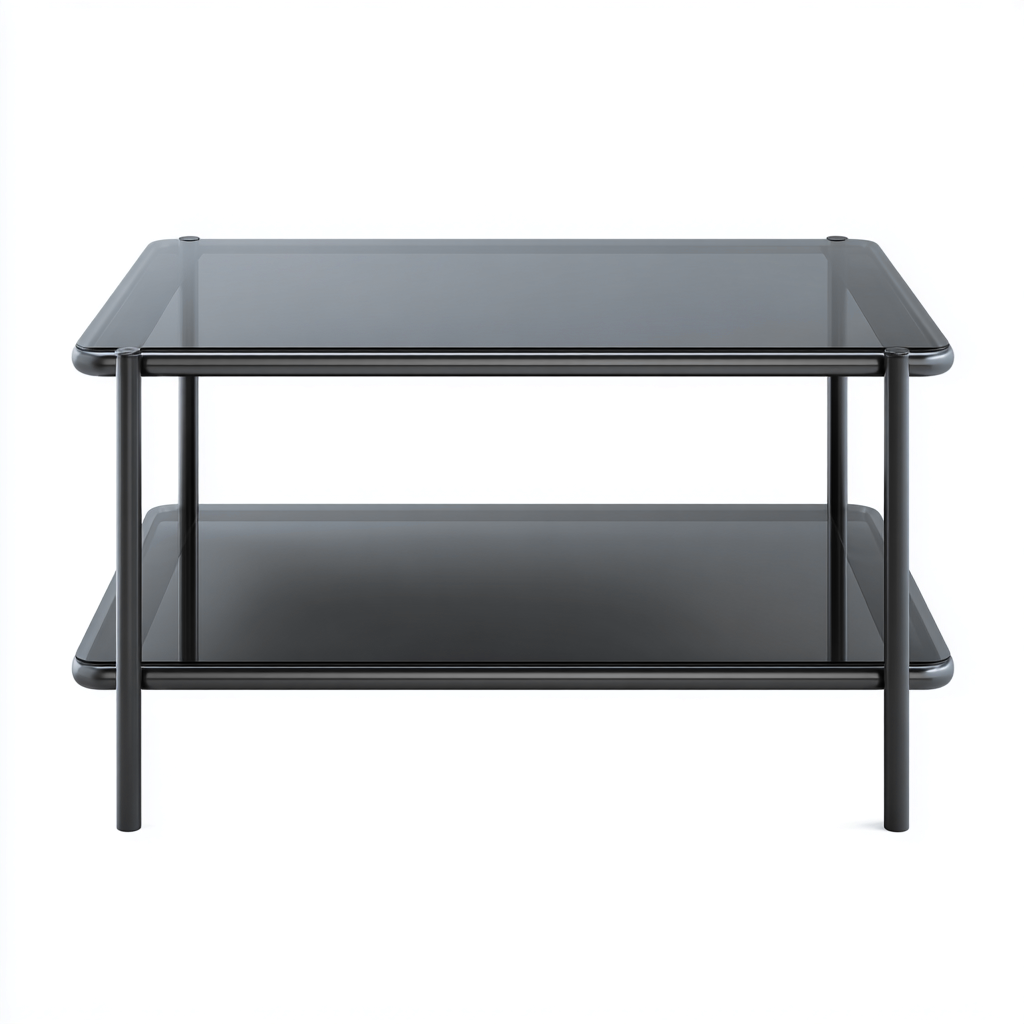 Tavolino da caffè - vetro temperato - metallo - 90x60x45 cm - nero - design moderno-Padovae